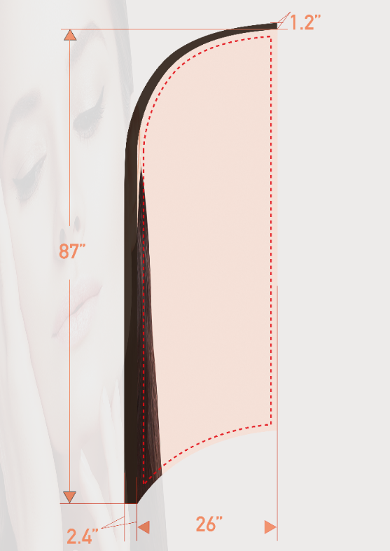 Feather flag, single sided, Concave cut